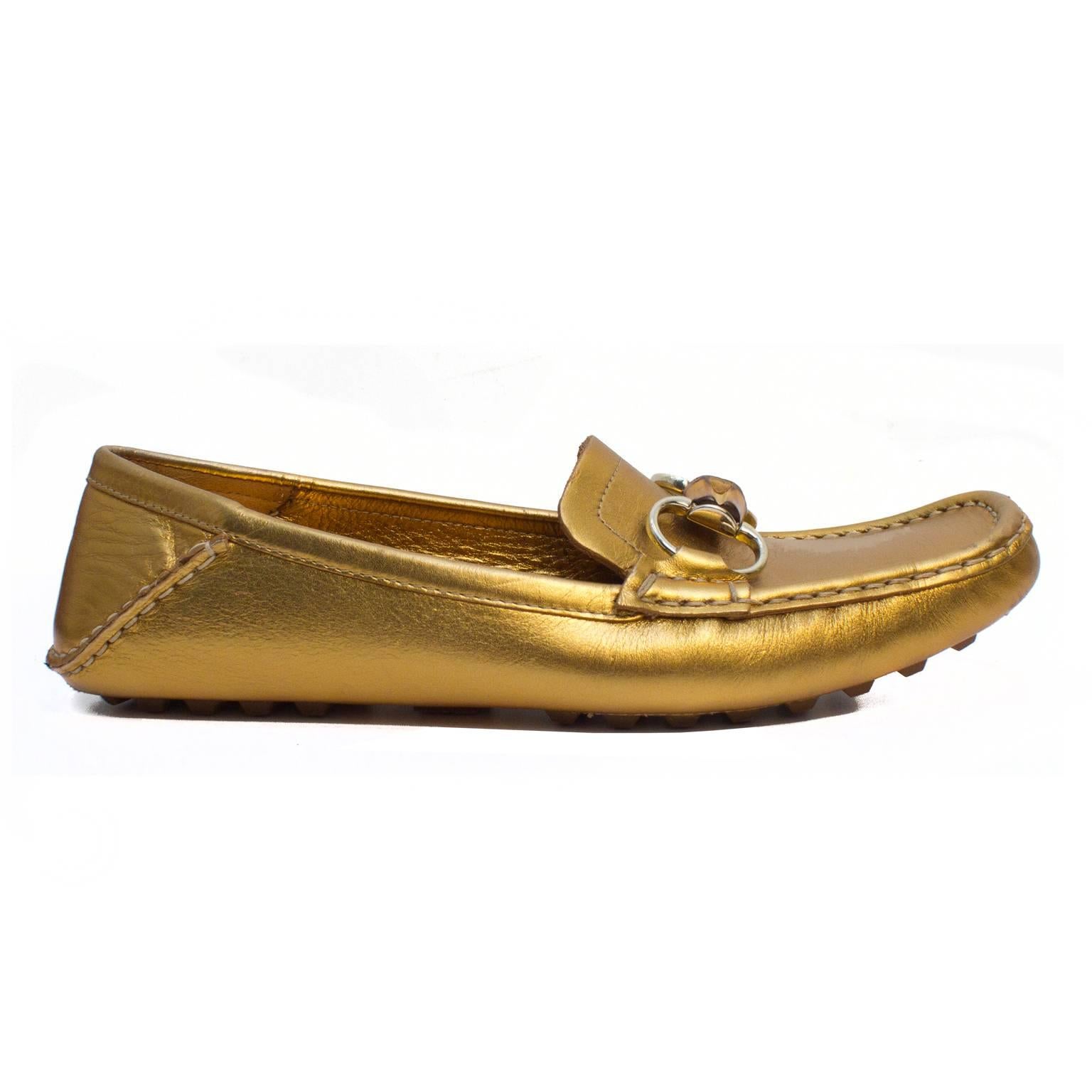 gucci gold loafers