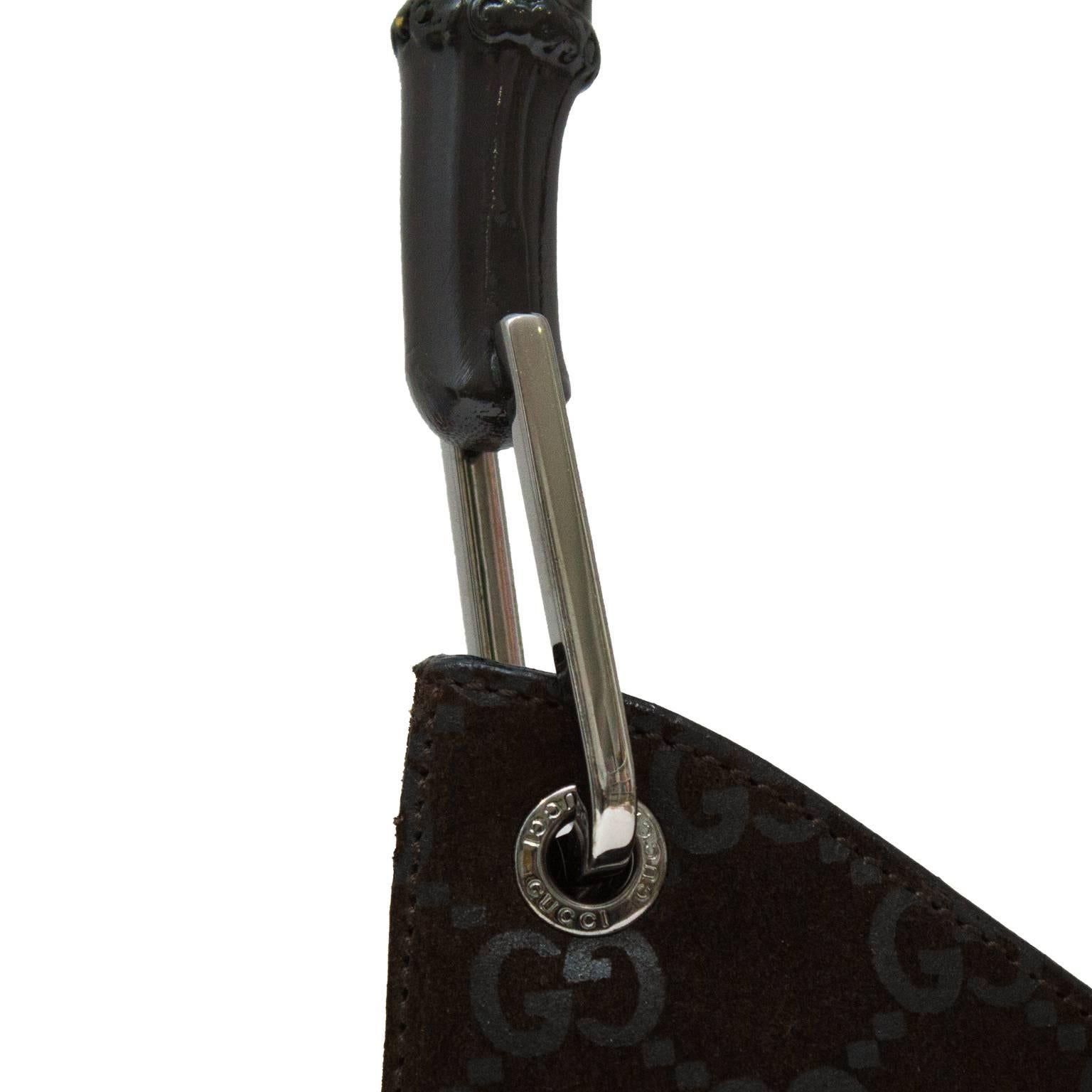 Gucci Tasche aus braunem Wildleder mit Bambusgriff im Zustand „Hervorragend“ in Toronto, Ontario