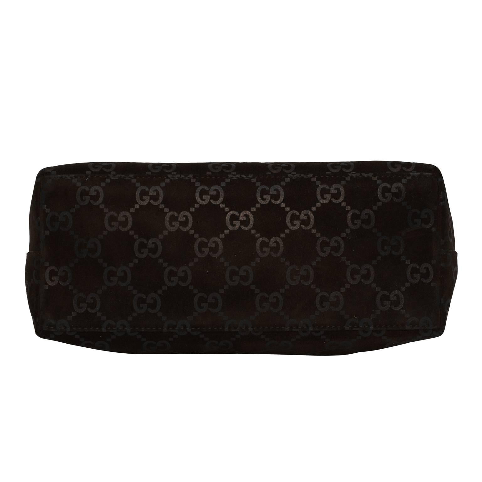 Gucci Tasche aus braunem Wildleder mit Bambusgriff (Schwarz)