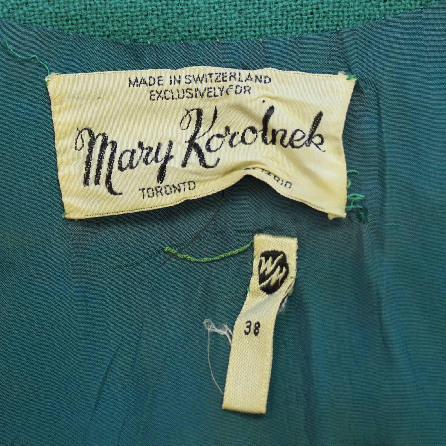 1960's Mary Korolnek Cream and Green Dress Set 1