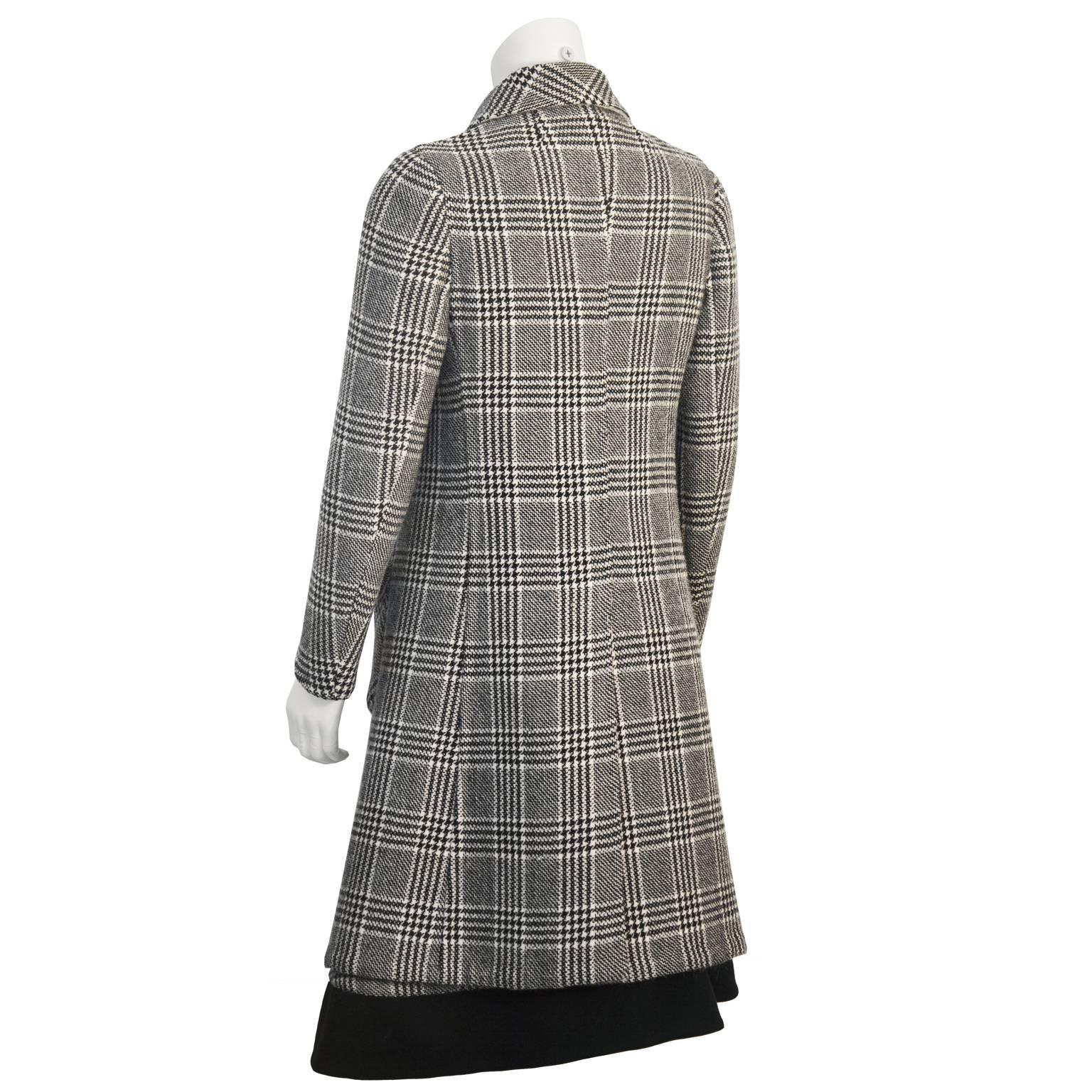 Anonymous Bonded Wool Glen Check Kleid und Mantel-Set, 1960er Jahre (Grau) im Angebot