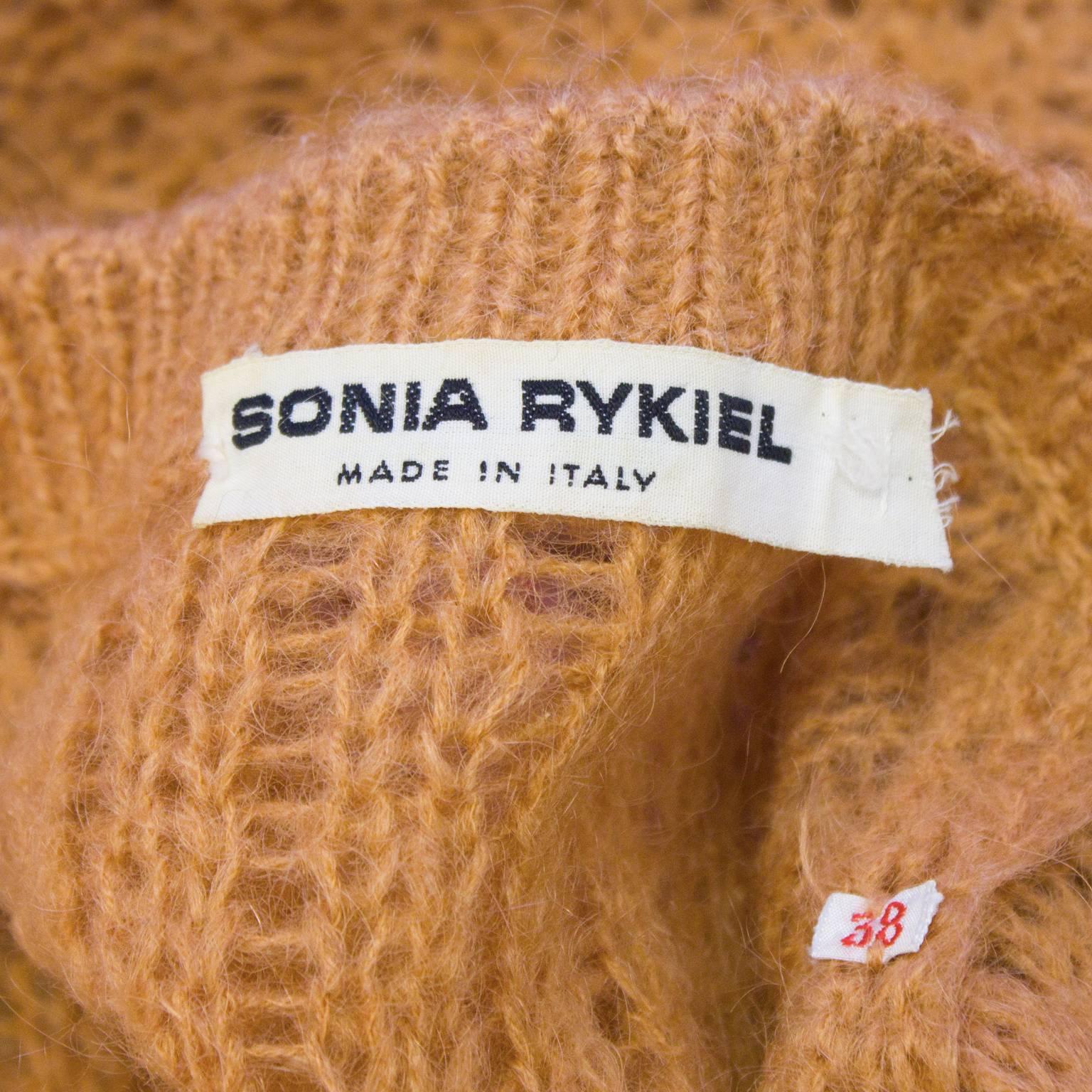Women's 1980's Sonia Rykiel Oversized Peach Hand Knit Cardigan