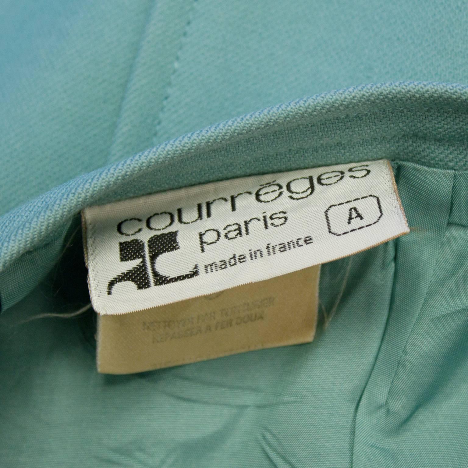 Women's 1960's Courreges Turquoise Wool Skirt 