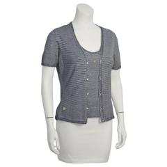 1990's Chanel Navy and White Striped Twin Set