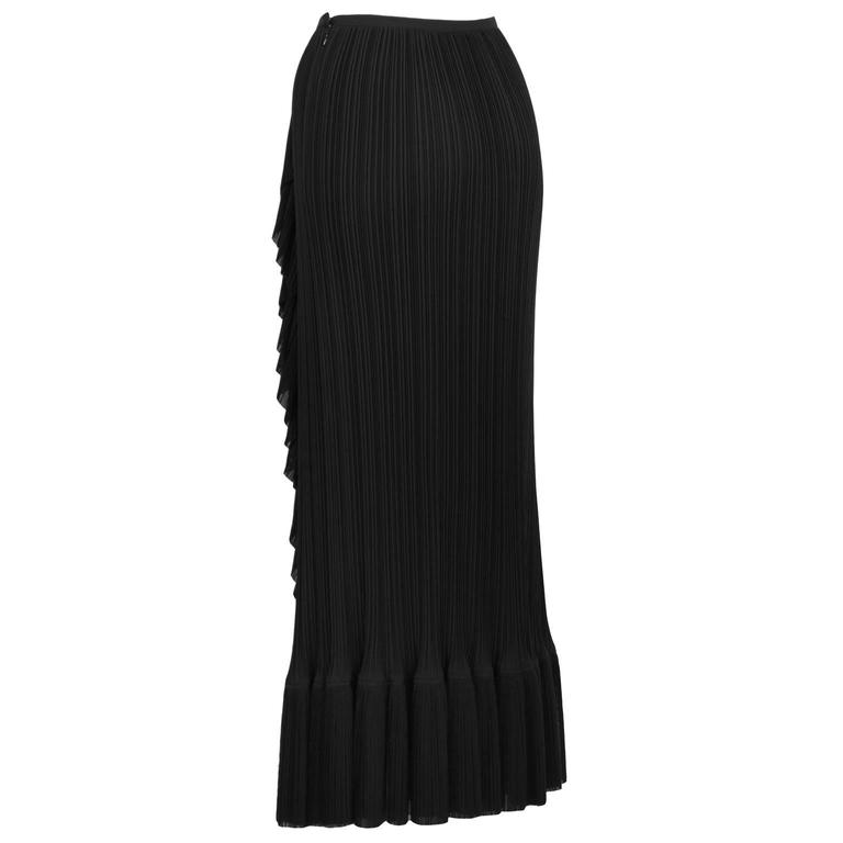2000s Issey Miyake Pleated Skirt with Bubble Hem and Fleece Applique