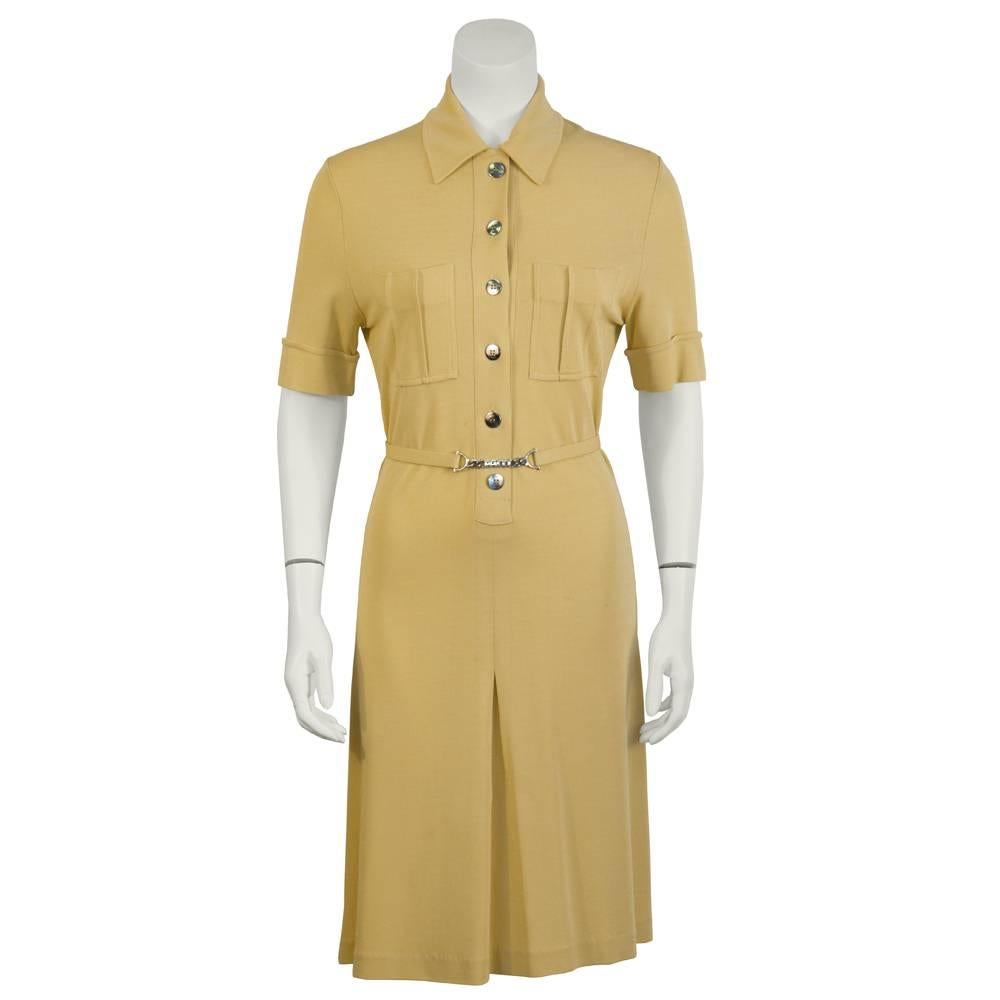 1970s Paco Rabanne Butterscotch Day Dress   For Sale