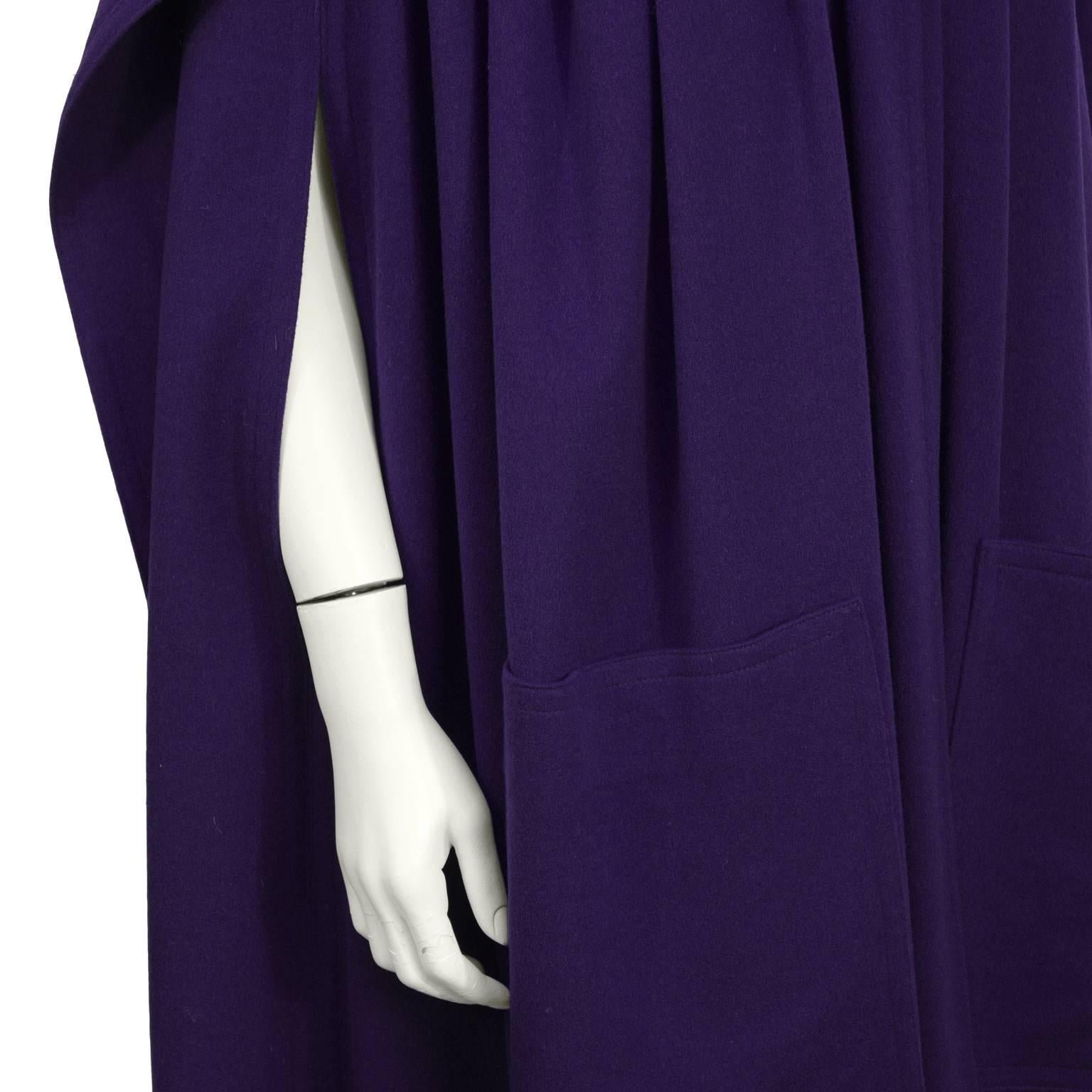 Women's 1980's Scherrer Purple Wool Cape