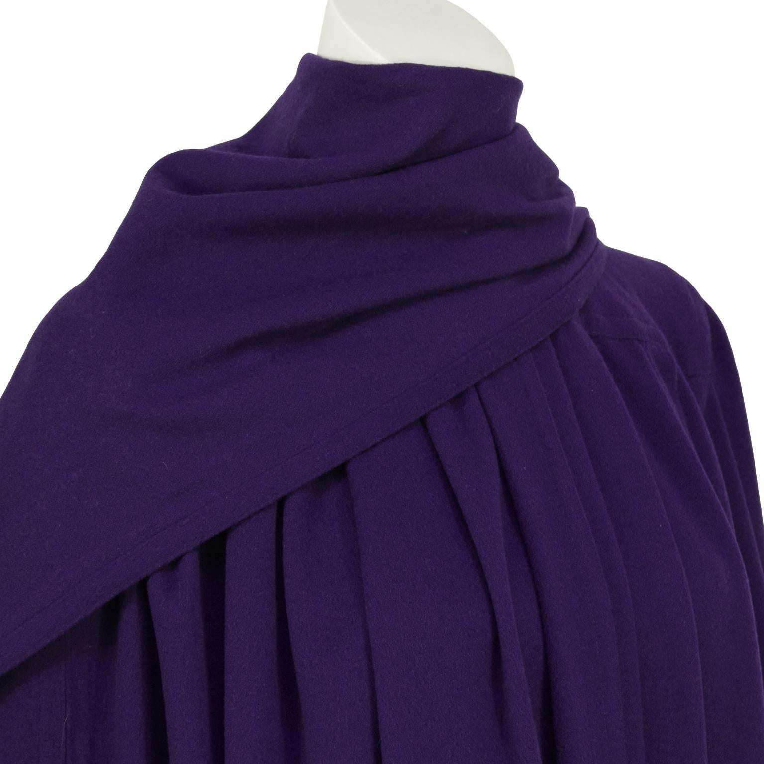 1980's Scherrer Purple Wool Cape In Excellent Condition In Toronto, Ontario