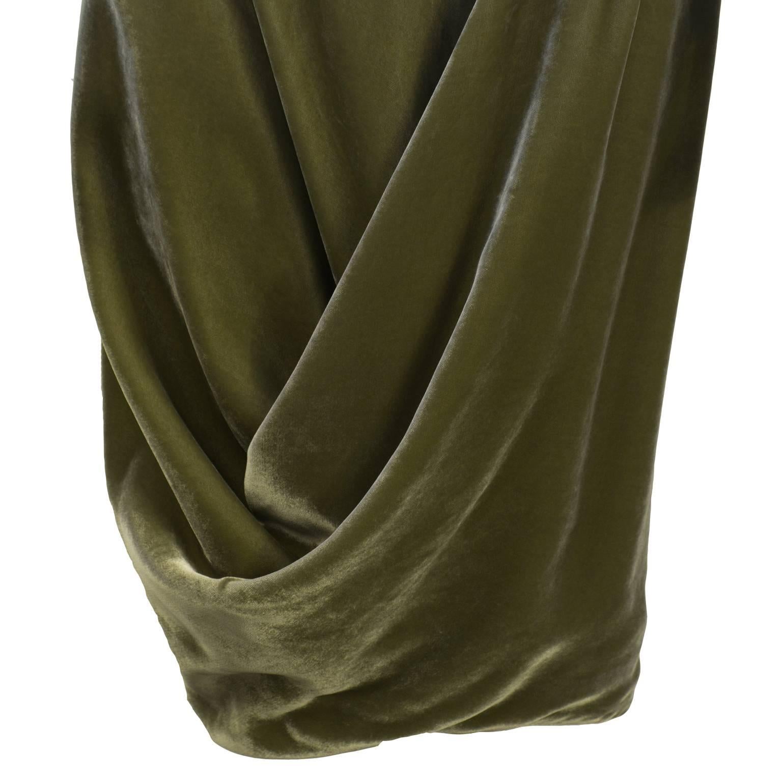 Black 1990s Alexander Mcqueen Green Velvet Cocktail Dress