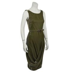 1990s Alexander Mcqueen Green Velvet Cocktail Dress