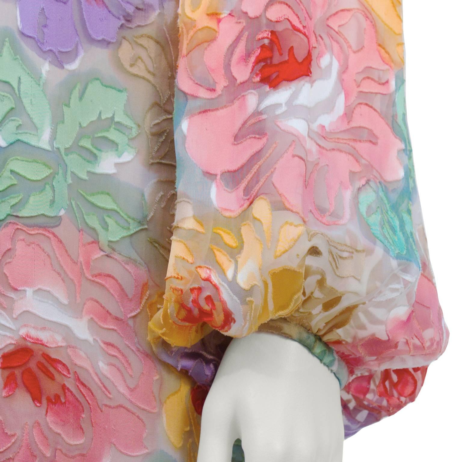 1980s Adele Simpson Floral Babydoll Dress In Excellent Condition In Toronto, Ontario