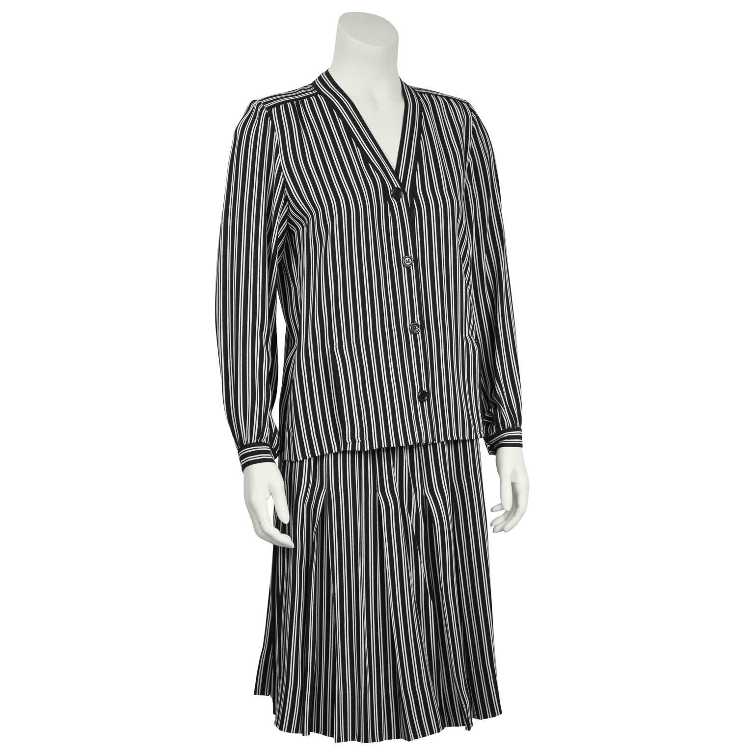 1980's Givenchy Black and White Striped Set In Excellent Condition In Toronto, Ontario