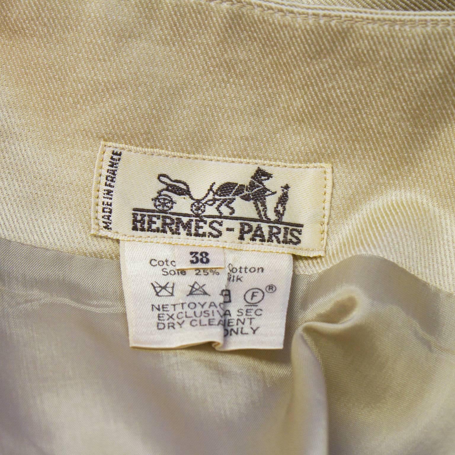 1990's Hermes Beige Skirt with Gold Grommets 1