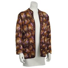 1980's Yves Saint Laurent YSL Brown Intarsia Knit Cardigan