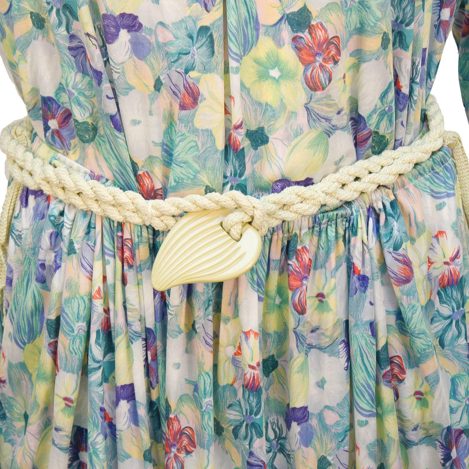 Women's 1970's Missoni Floral Ensemble with Rope Belt 