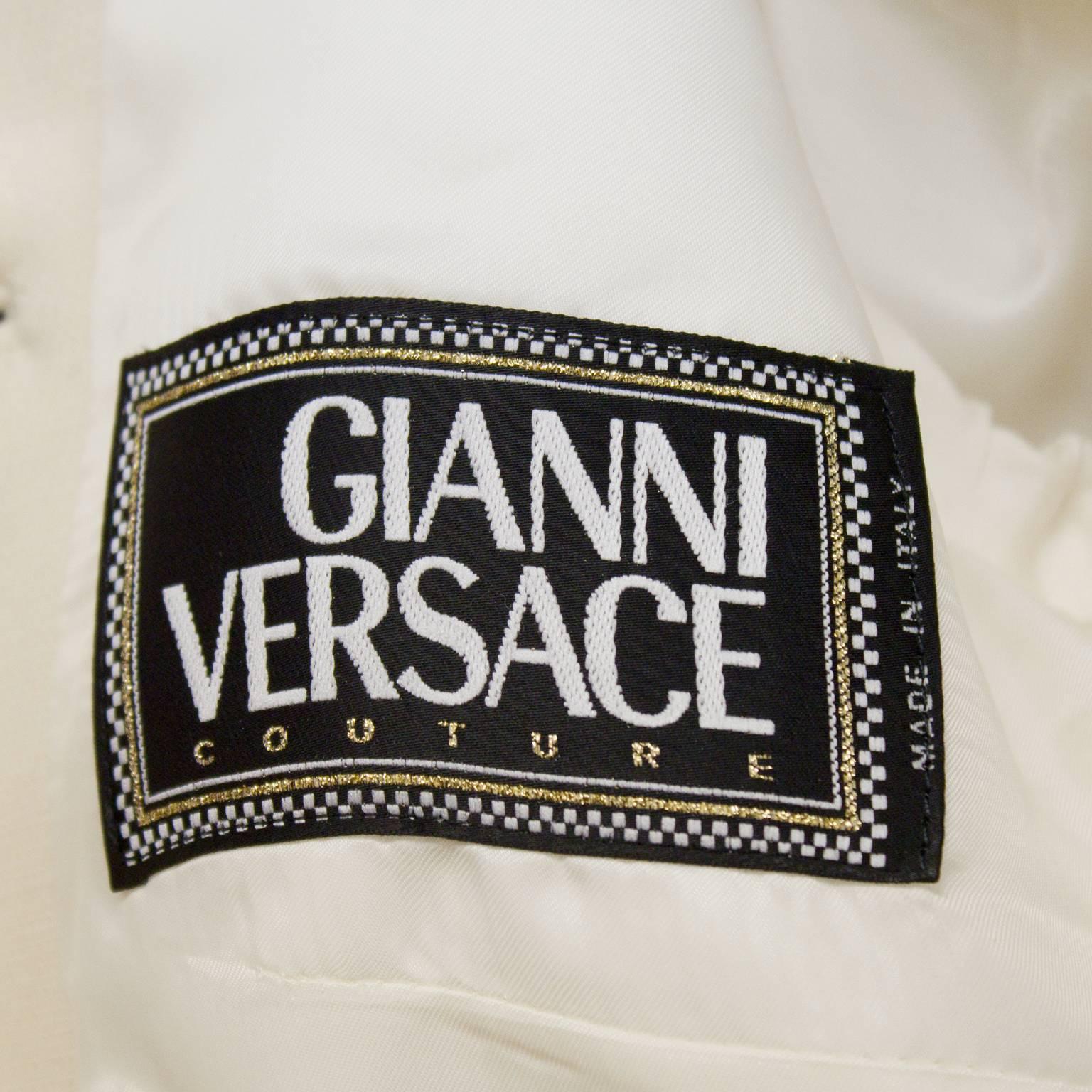 1980's Versace Cream Blazer with Bondage Belt Detail  1