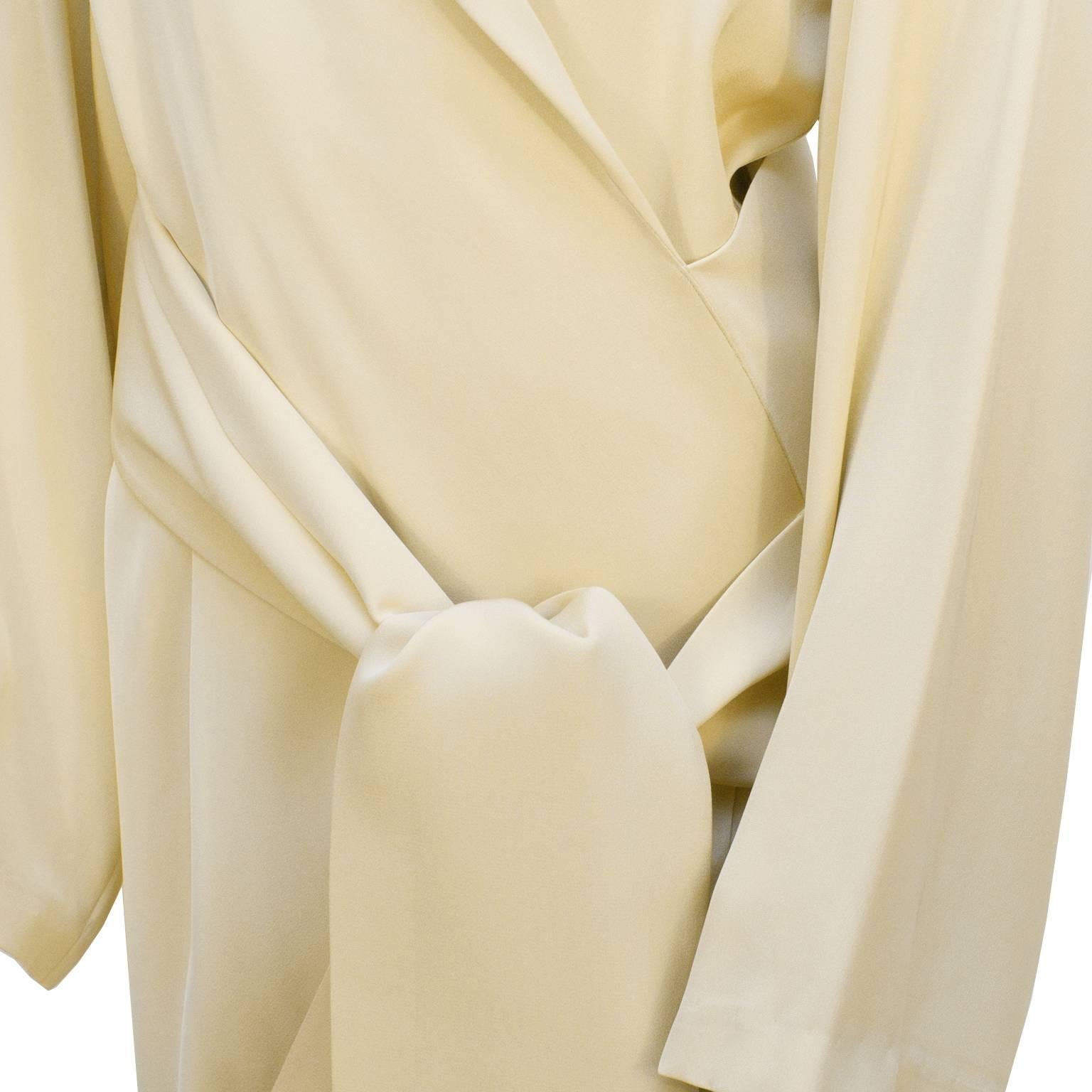 Women's 1980's Issey Miyake Cream Silk Robe Dress 
