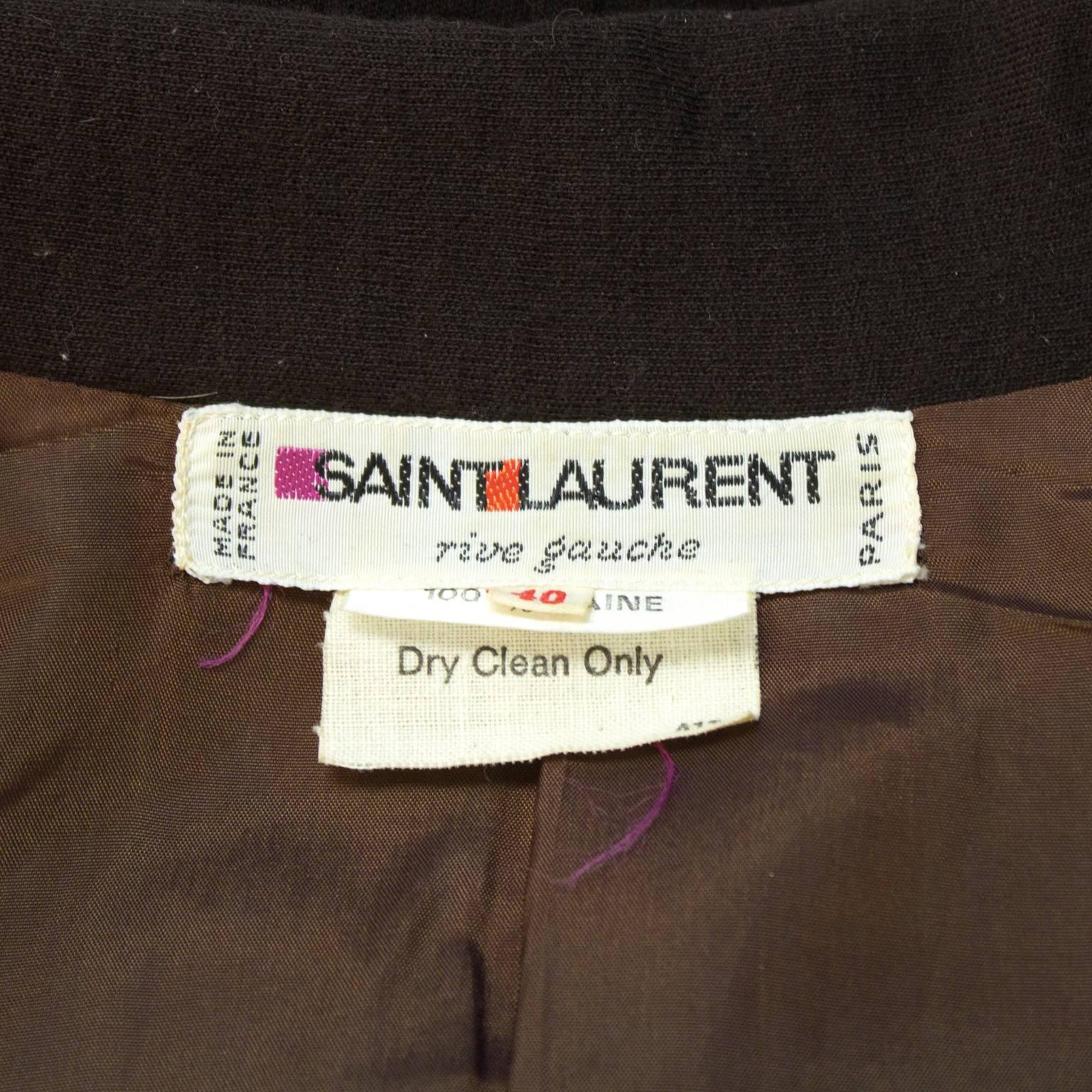 1970's Yves Saint Laurent YSL Brown Wool Day Dress For Sale 1