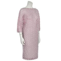 1960's Anonymous Pink Net Pailette Covered Cocktail Dress