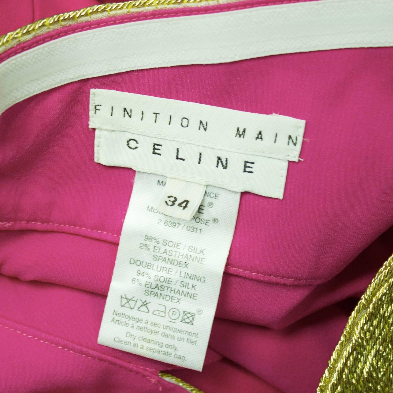Spring 2004 Celine Gold and Pink Strapless Cocktail Dress In Excellent Condition In Toronto, Ontario