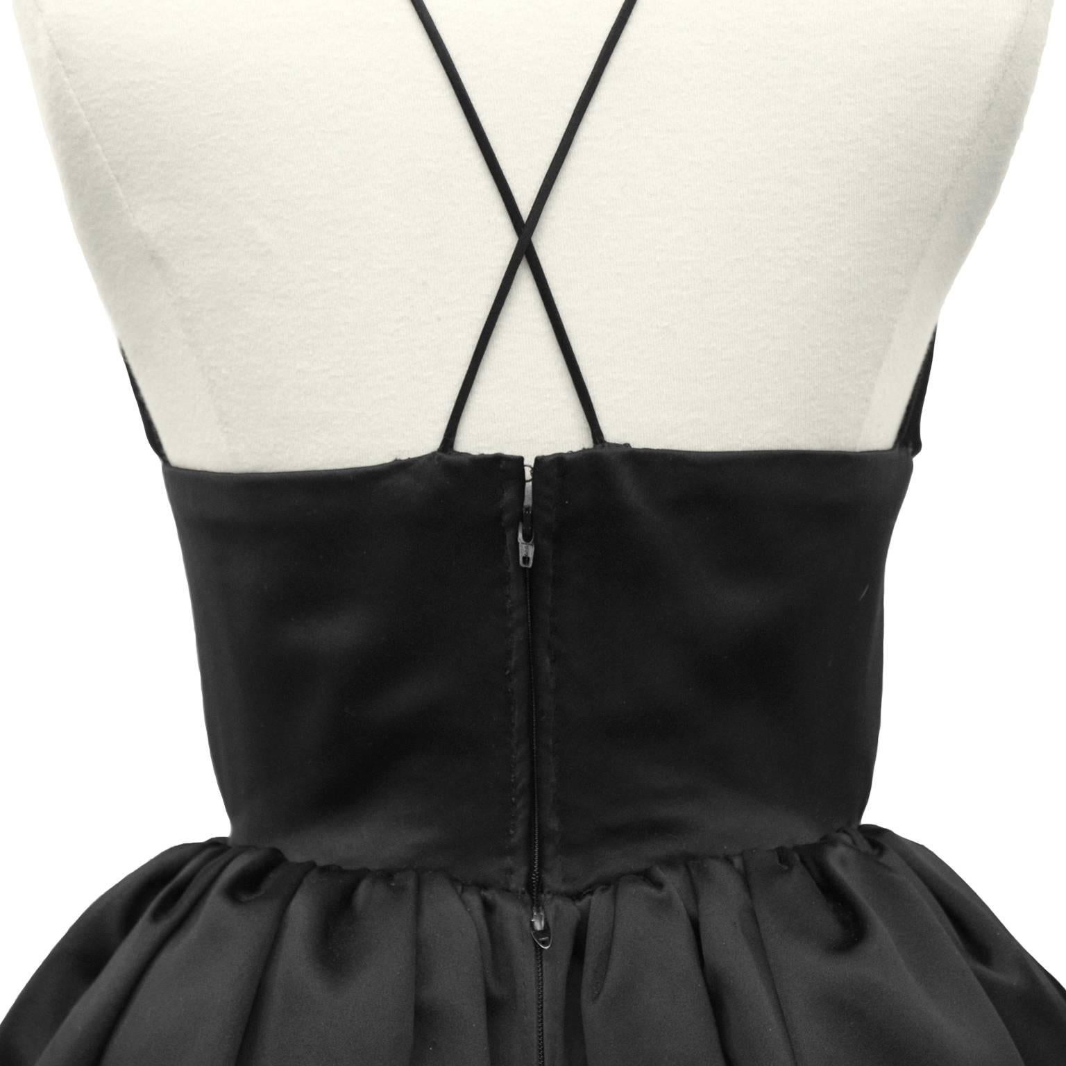 1950's Norell Black Satin Pouf Cocktail Dress In Excellent Condition In Toronto, Ontario