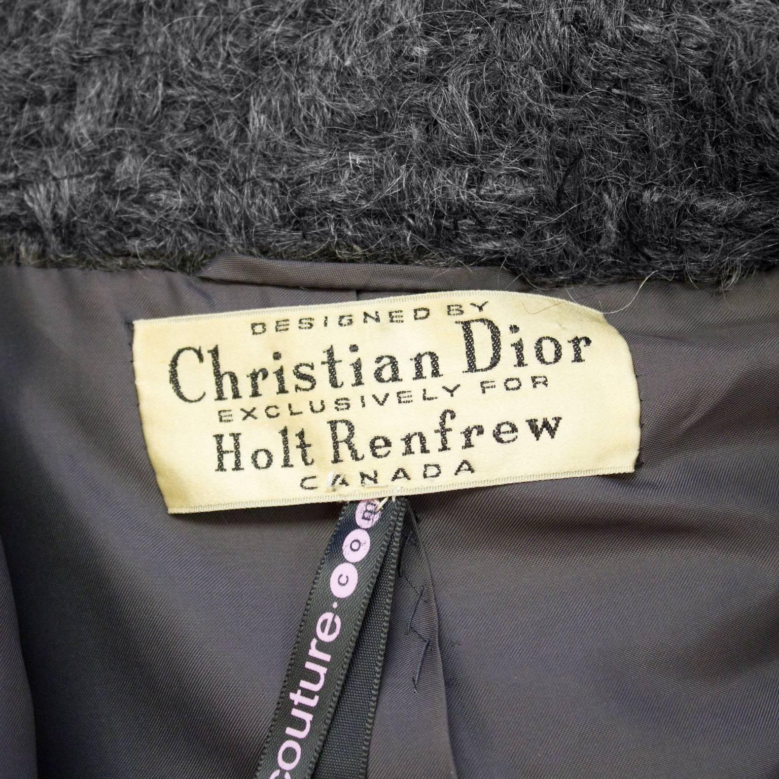 1960's Christian Dior Charcoal Wool Skirt Suit  1