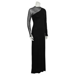 1950's Mollie Parnis Black Gown with Illusion Beaded Sleeve