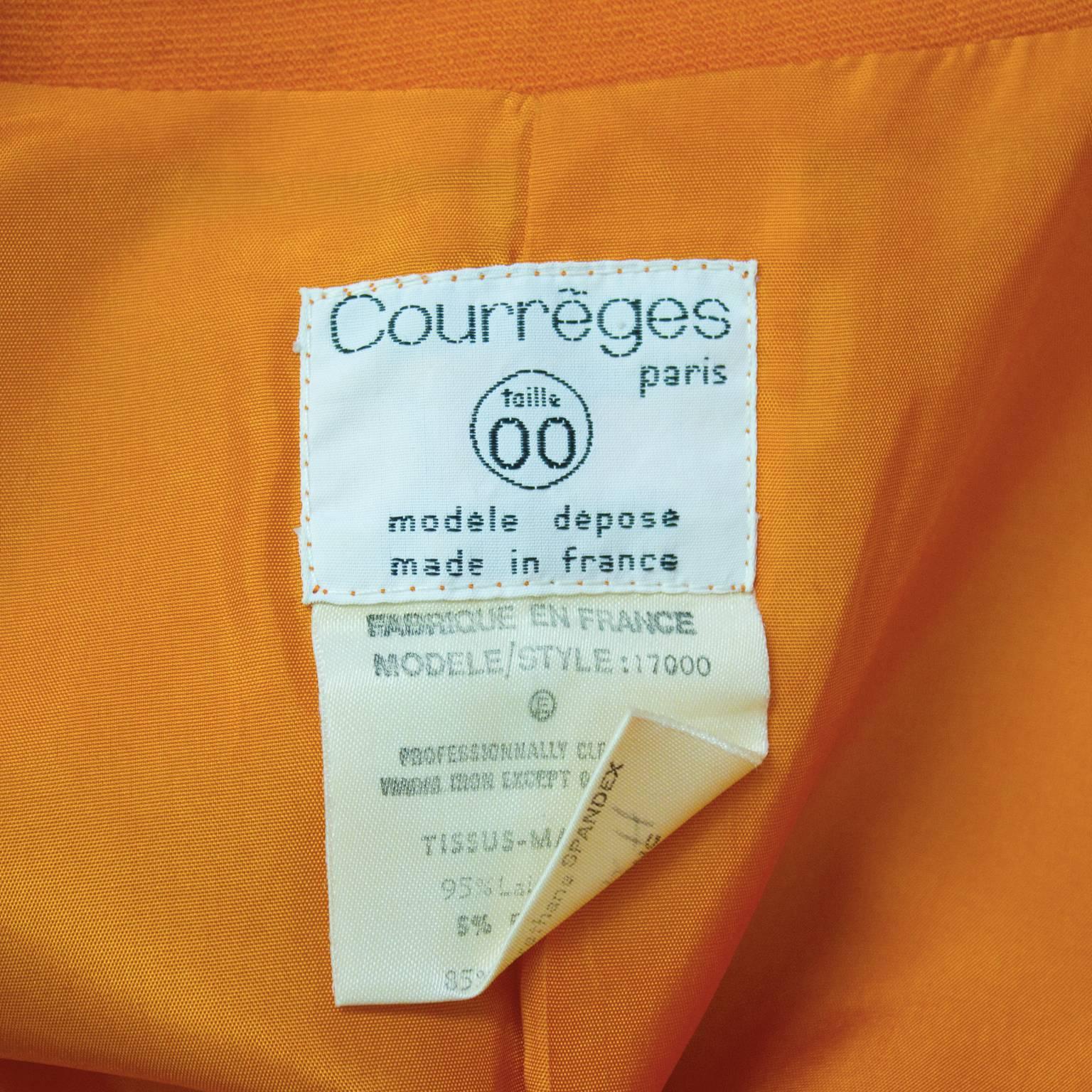 1960's Courreges Orange Mod Coat with Vinyl Trim For Sale 2