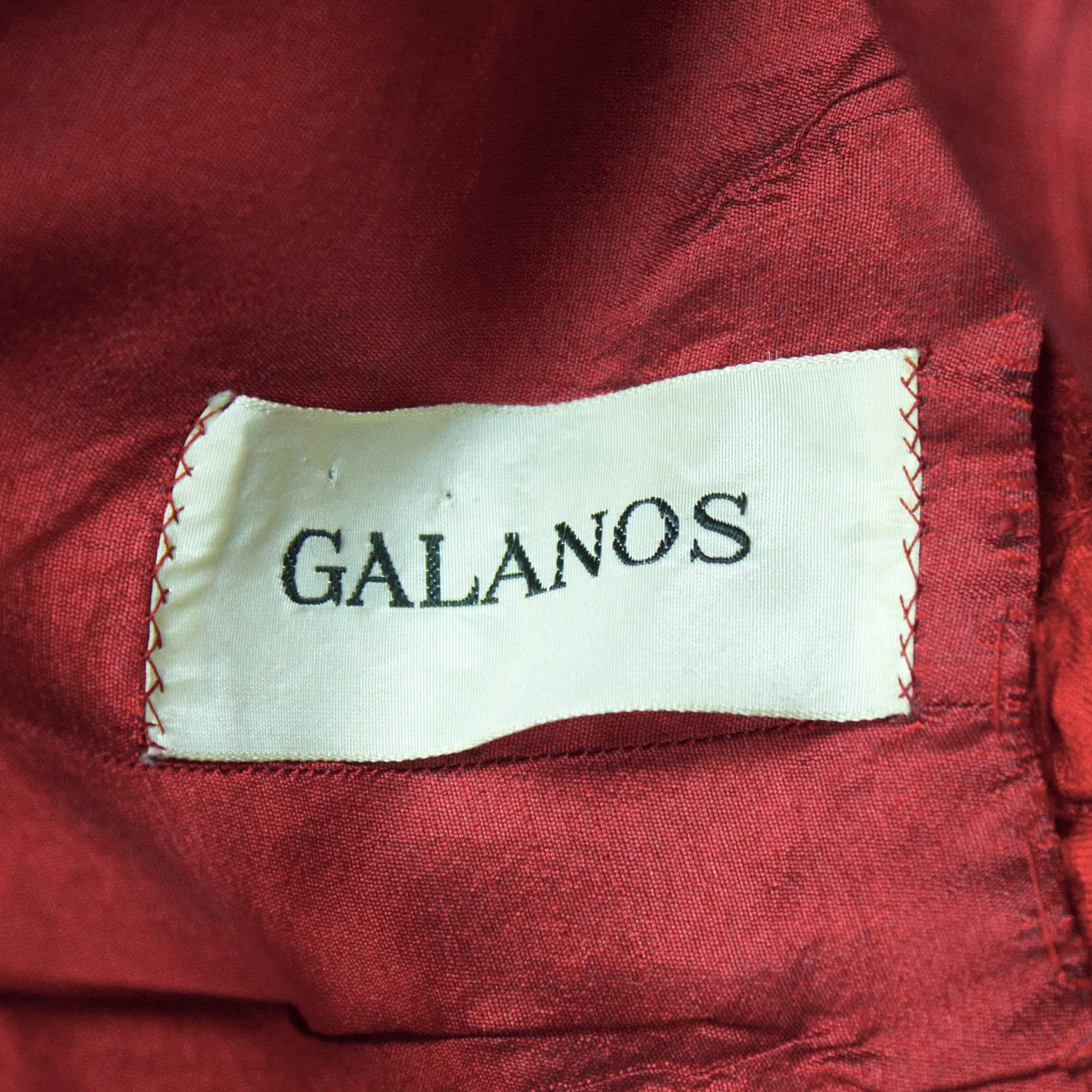 1960's Galanos Red Satin Cocktail Dress  1