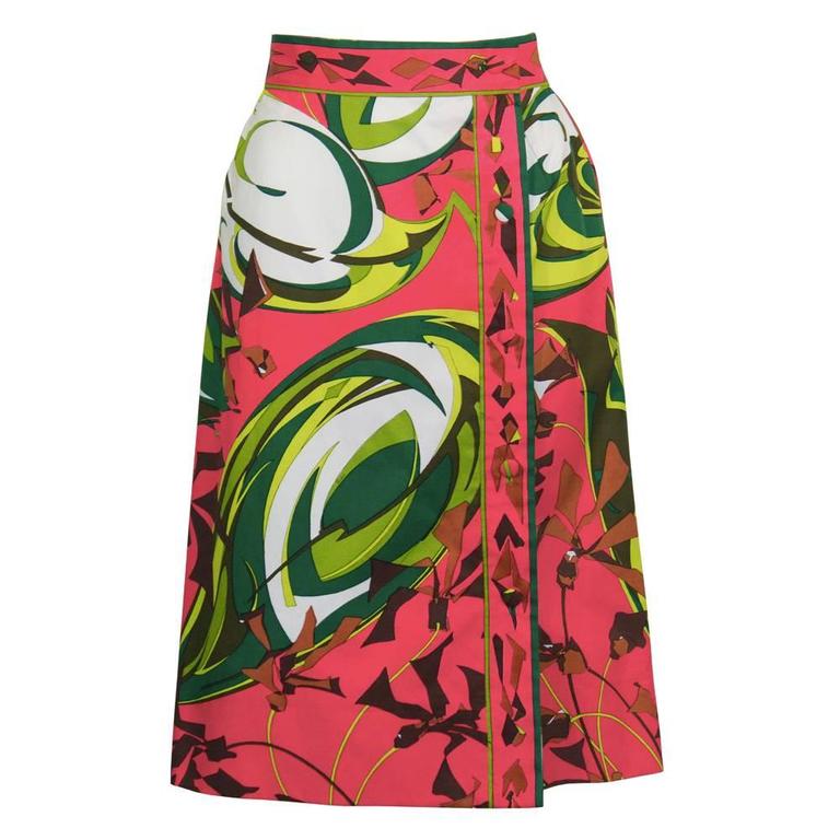 1970's Emilio Pucci Printed Cotton Shirt and Skirt Set For Sale at 1stdibs