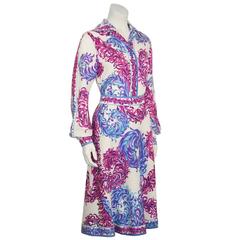 1970's Emilio Pucci Wool Challis Feather Print Set