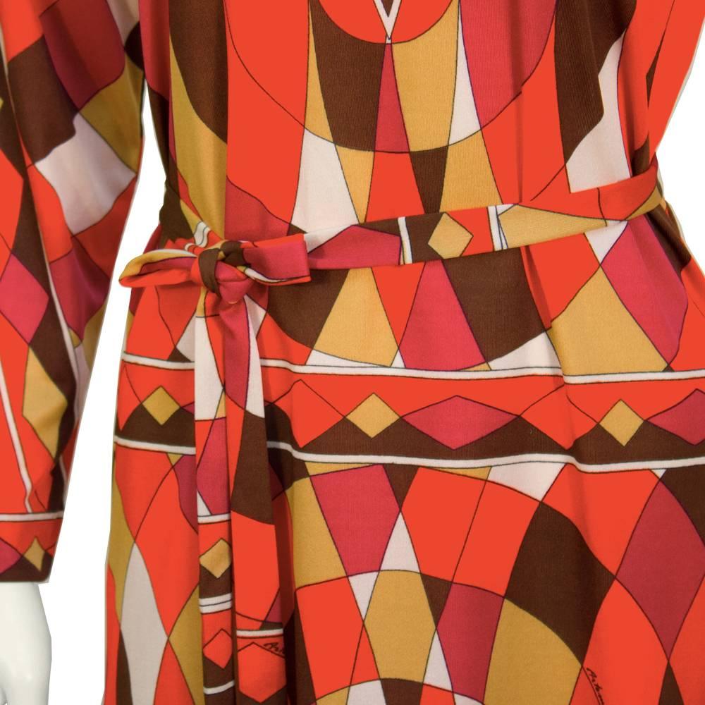 Women's 1970's Artemis Red Op Art Kaleidoscope Print Dress