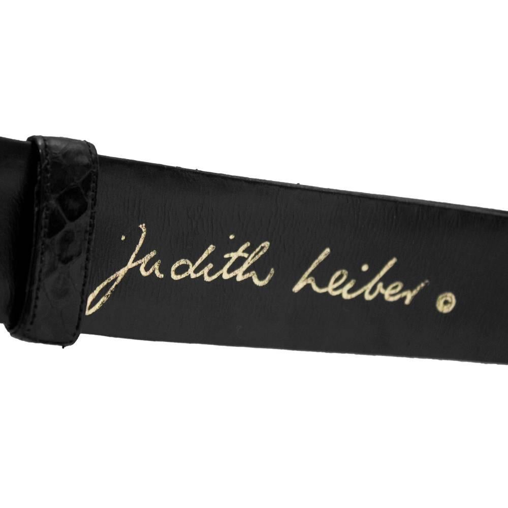 1980's Judith Leiber Black Python Belt with Multi Color Buckle In Excellent Condition In Toronto, Ontario