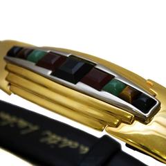 1980's Judith Leiber Black Python Belt with Multi Color Buckle