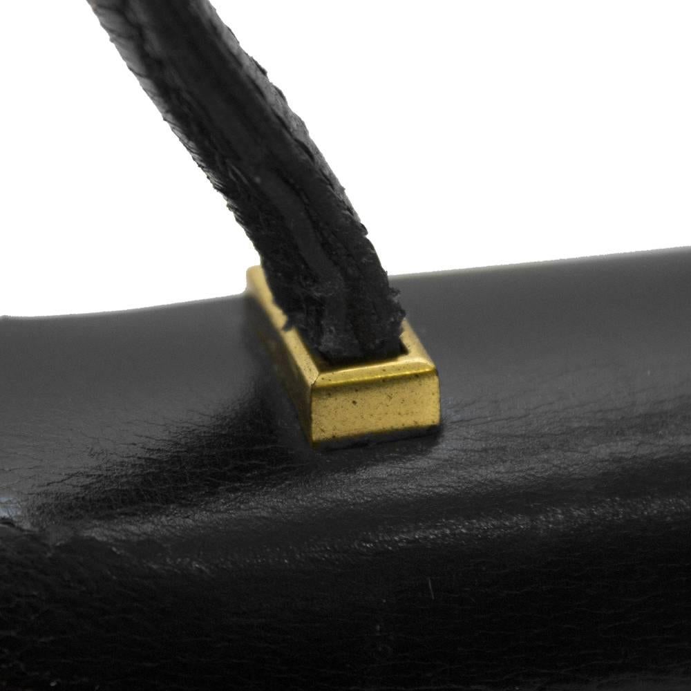 1950's Hermes Black Box Leather Piano Bag 1
