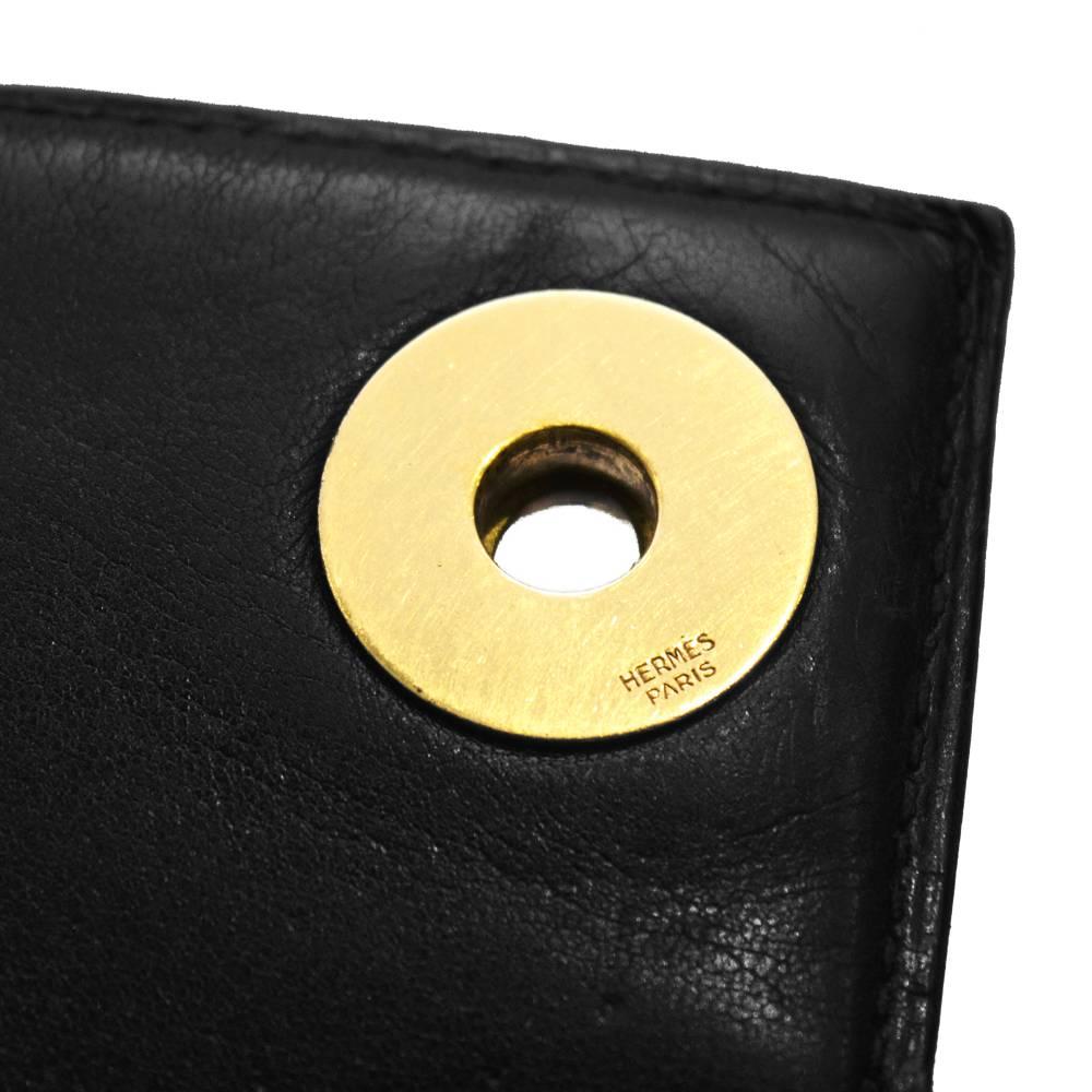 1950's Hermes Black Box Leather Piano Bag In Good Condition In Toronto, Ontario