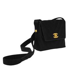 1990's Chanel Black Satin Evening Bag