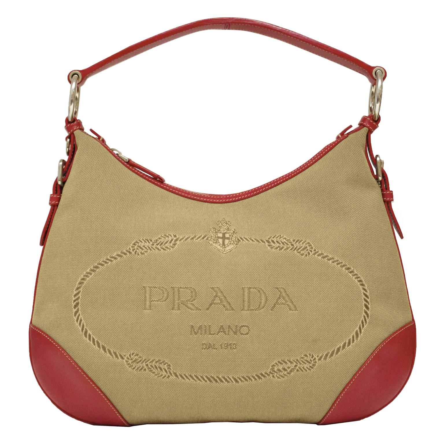 2000 Prada Hobo Bag with Red Trimming