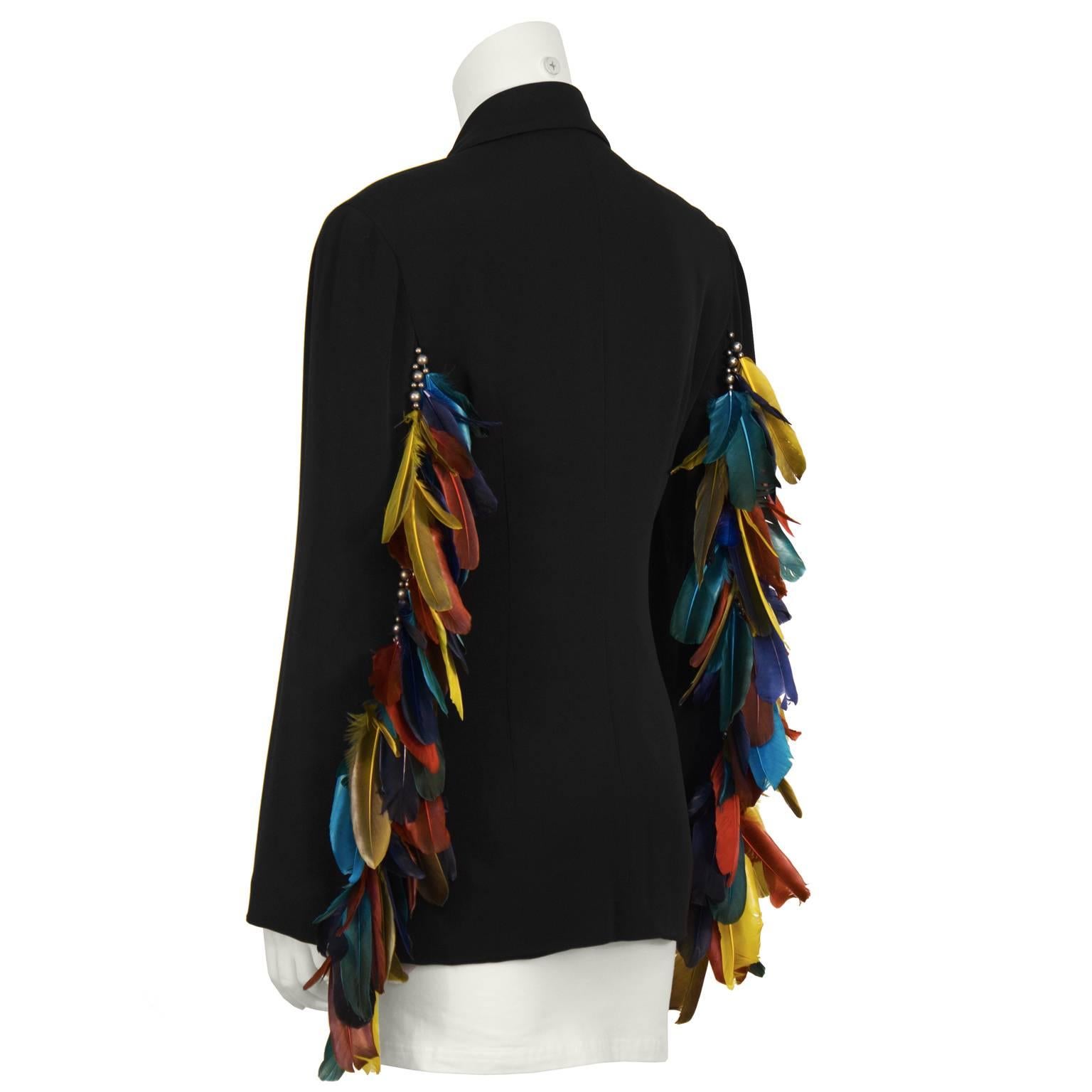 double breasted feather blazer