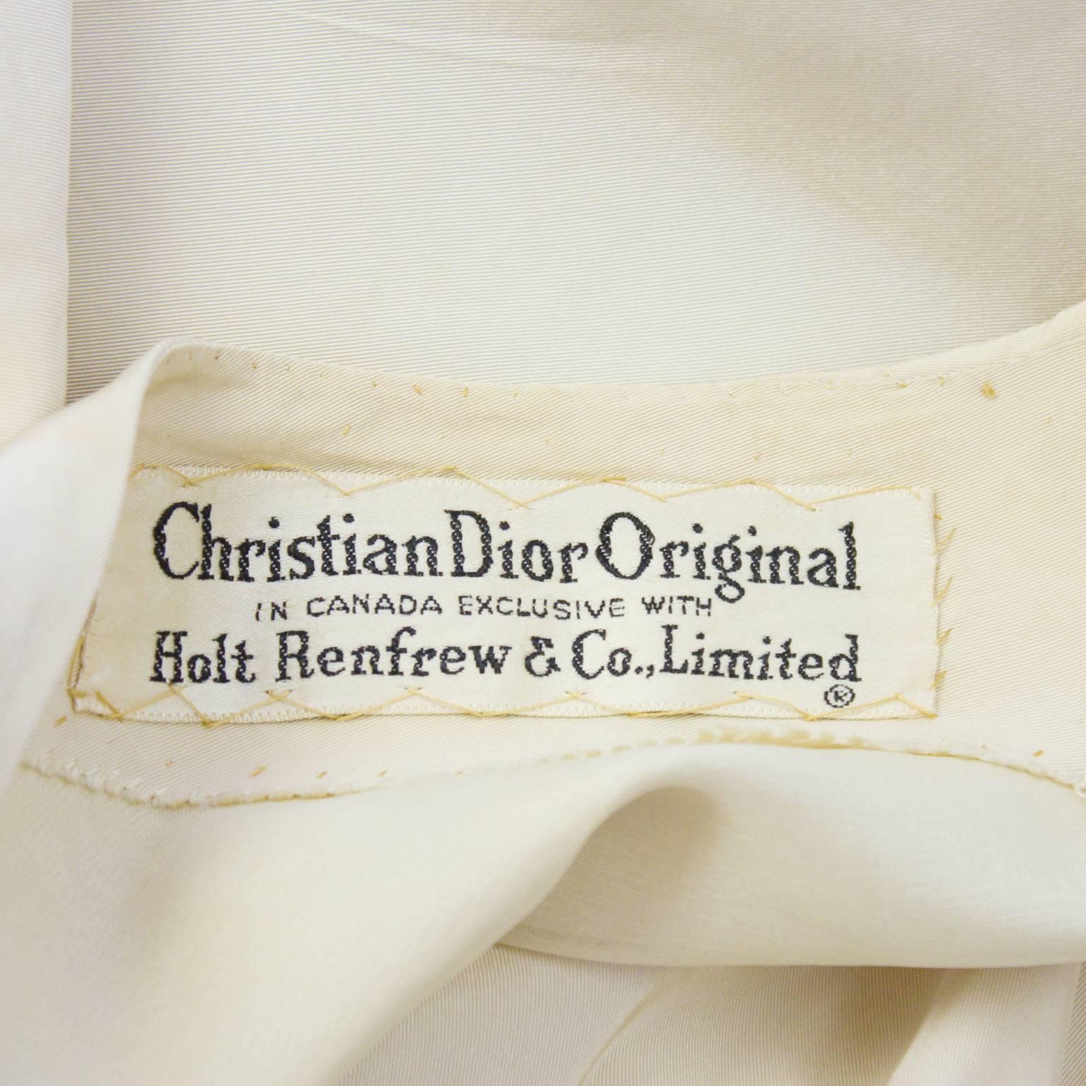 1950's Dior Beige Silk Robe de Soir 2