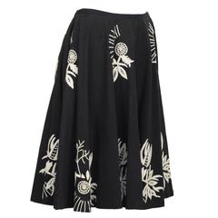 1950's Mid Century Circle Skirt With Hand Embroidery
