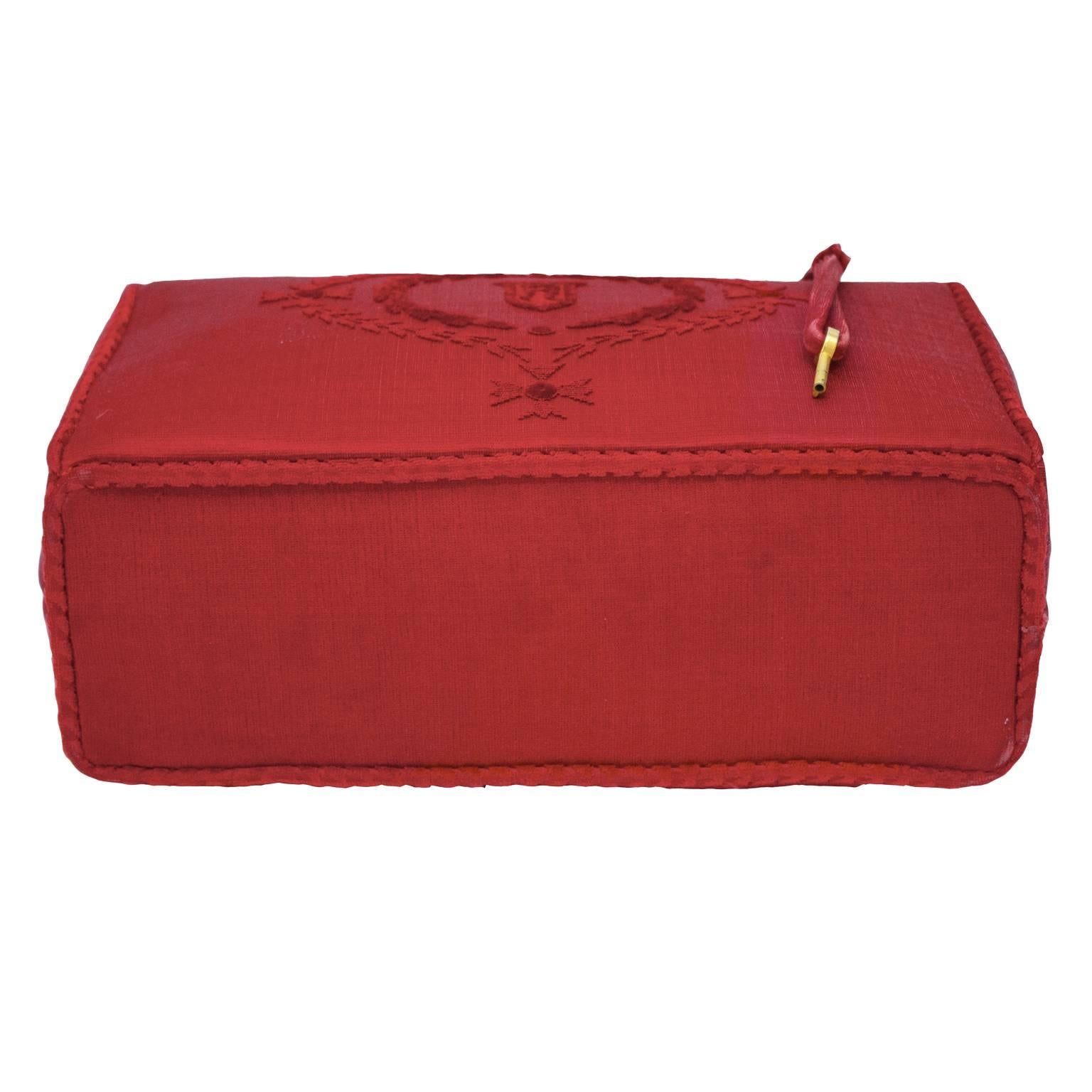 Women's 1960's Roberta di Camerino Red Cut Velvet Handbag 