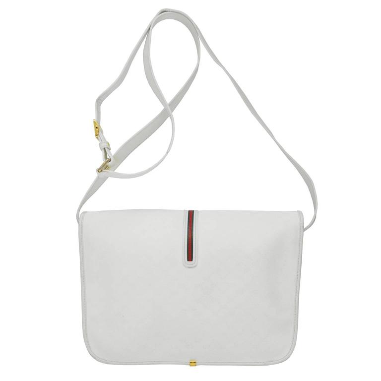1970's Gucci White Messenger Bag at 1stDibs vintage gucci white