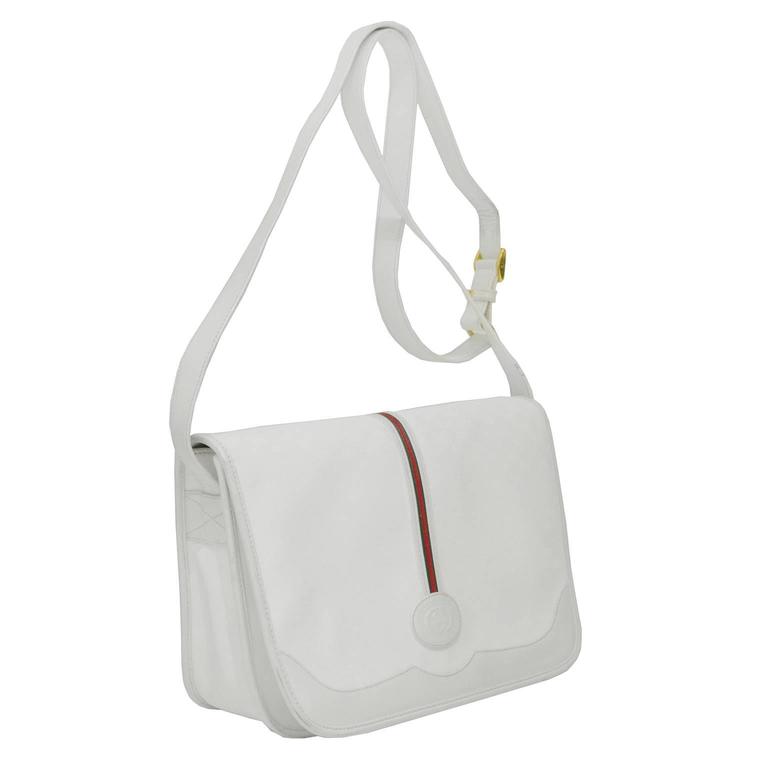 1970's Gucci White Messenger Bag at 1stDibs vintage gucci white