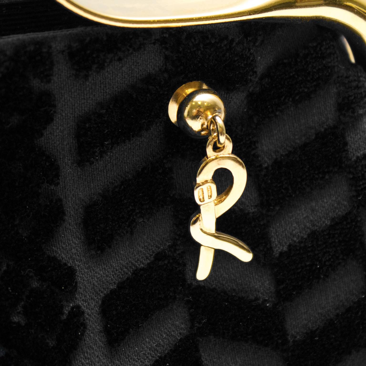 Women's 1980's Roberta Di Camerino Black Cut Velvet Bag