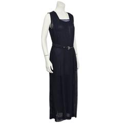 1980's Comme des Garcons Navy Pleated Dress
