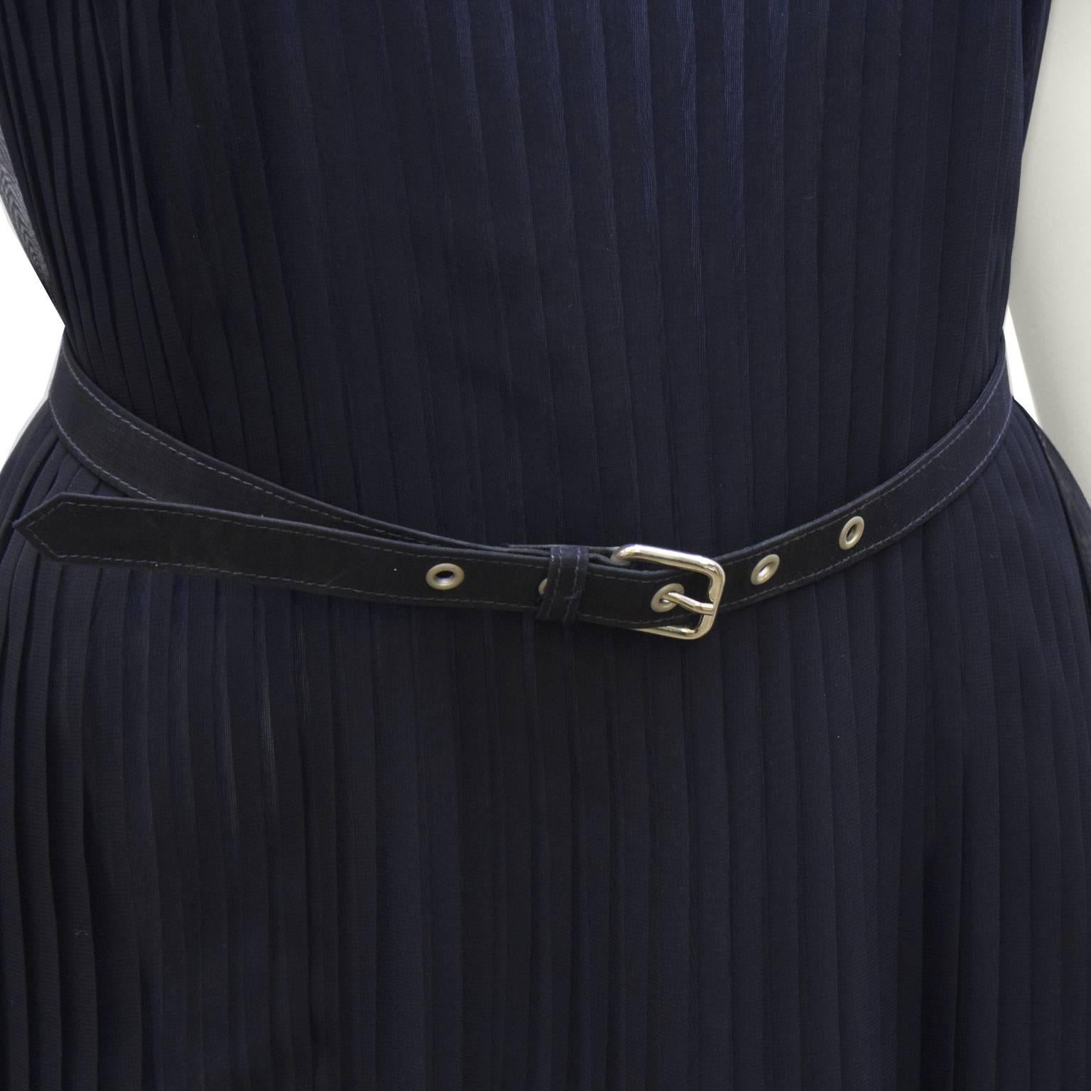 1980's Comme des Garcons Navy Pleated Dress In Excellent Condition For Sale In Toronto, Ontario