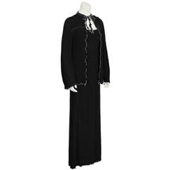 1970's Anna Beltroa Black Jersey Maxi Dress and Jacket Set