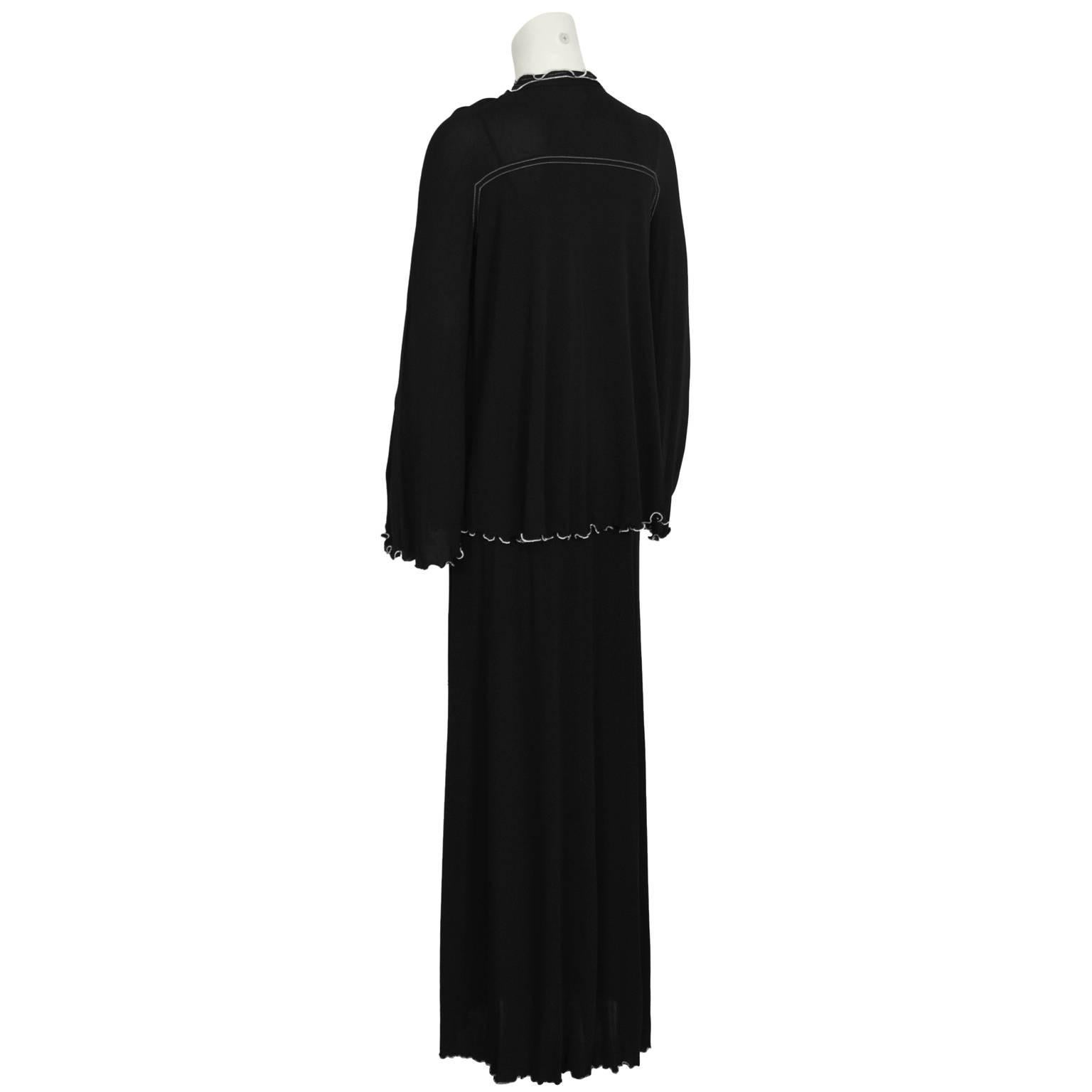 1970's Anna Beltroa Black Jersey Maxi Dress and Jacket Set In Excellent Condition For Sale In Toronto, Ontario