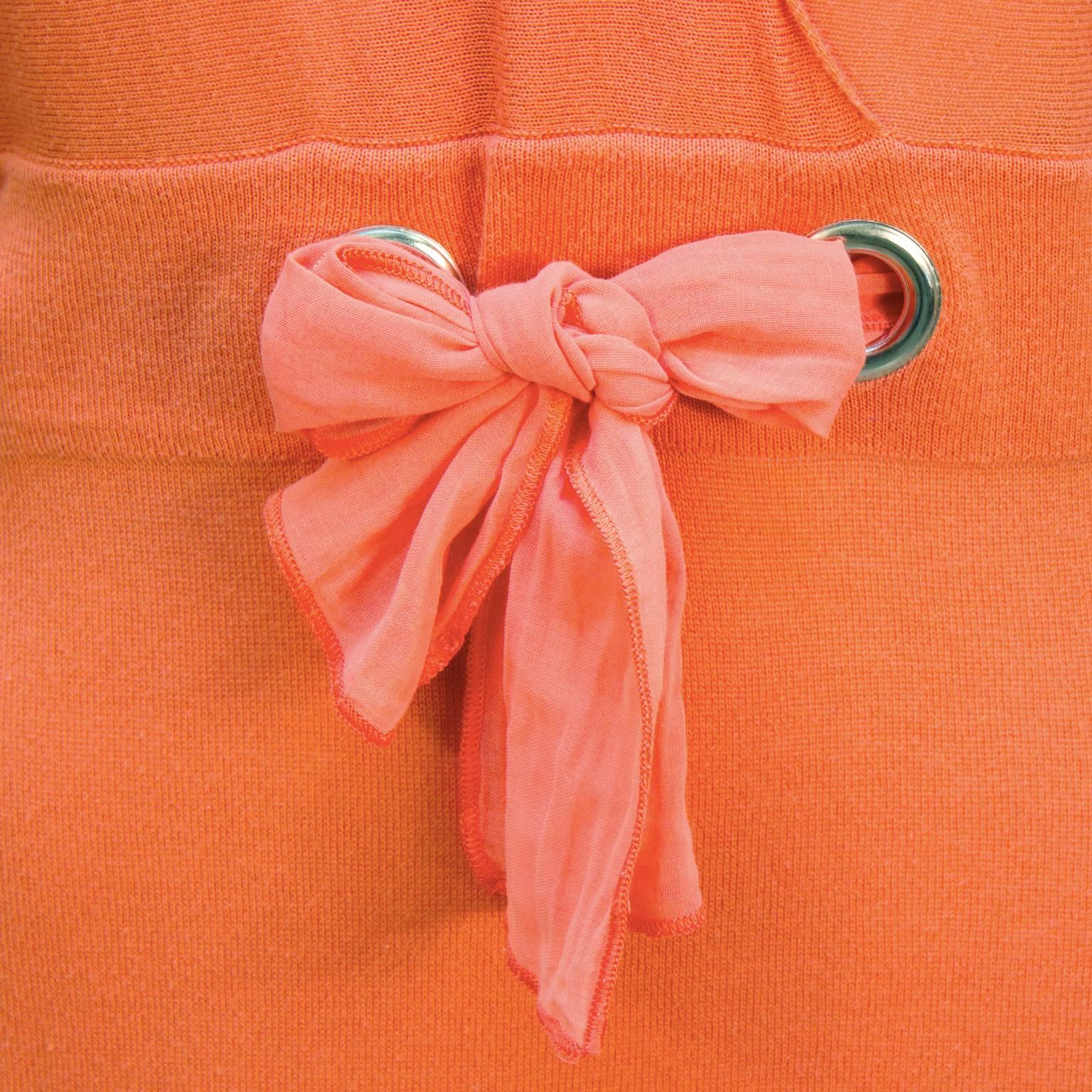 Women's 1990's Chloe Peach Sweater with Chiffon Tie 